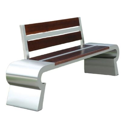 Backrest Wooden Metal Garden Bench WPC Stainless Steel Outdoor Bench Seat