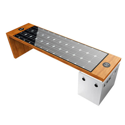304SS Smart Solar Bench Begonia Wood Solar Powered Charging Benches