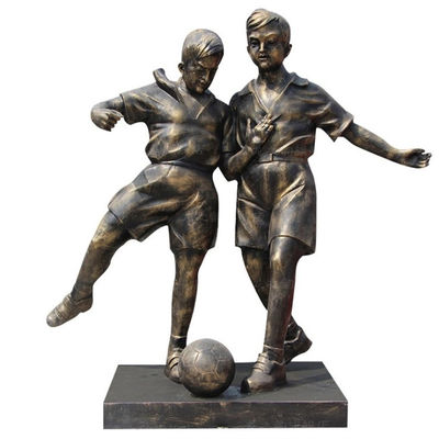 Garden Decorative Metal Sculpture Bronze Football Boy Statue