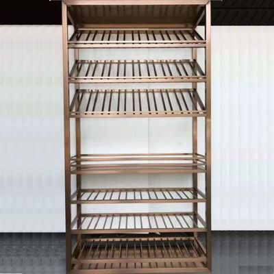 Champagne Gold Metal Wine Cabinet Stainless Wine Bottle Display Shelf