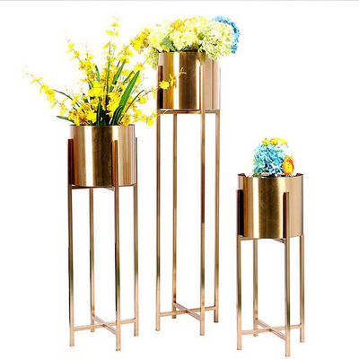 Gold Plant Pedestal Metal Flower Planter Golden Flower Pot Stand