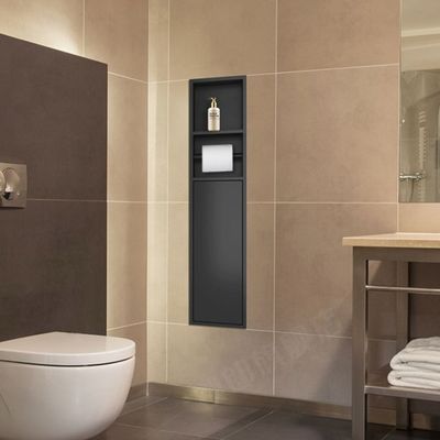 3 Tiers Stainless Recessed Shower Wall Shelf Shower Niche On Exterior Wall With Door