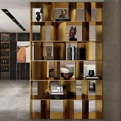 Stainless Metal Shelf Room Divider Double Sided Bookshelf Room Divider