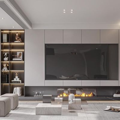 Metal Showcase TV Niche Shelf With Light Living Room Furniture