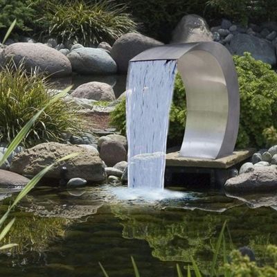 Polished Decorative Metal Sculpture OEM Stainless Steel Water Fountain