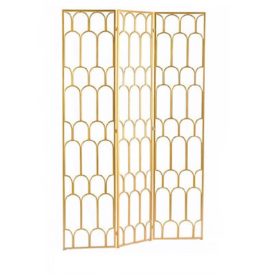 Foldable 3 Panel Room Divider Screen Decorative Metalwork Rose Gold