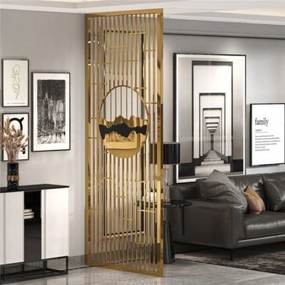 Golden Interior Metal Room Divider Decorative Metalwork Stainless Steel
