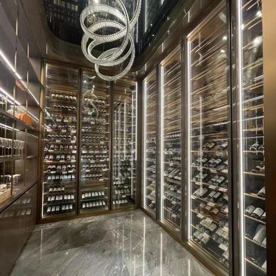 Luxury Wine Cooler Temperature Control Decorative Metalwork Commercial