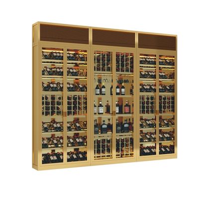 Modern Standing Metal Wine Cabinet Gold Cooling Display Wine Rack Refrigerator