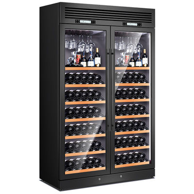 Schwarzer Display Metall Wein Schrank mit Kühlschrank Glas Tür Weinregal