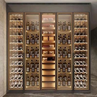 Custom Metal Wine Cabinets And Wine Rack Shelf With Cooler