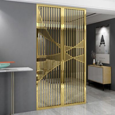 Gold Metal Curtain Room Divider Stainless Steel Bright Living Room Decorative Partition