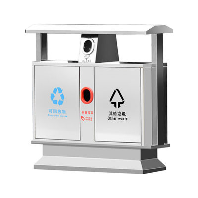 Großer Außenmüllbehälter aus Edelstahl mit Innenbehälter