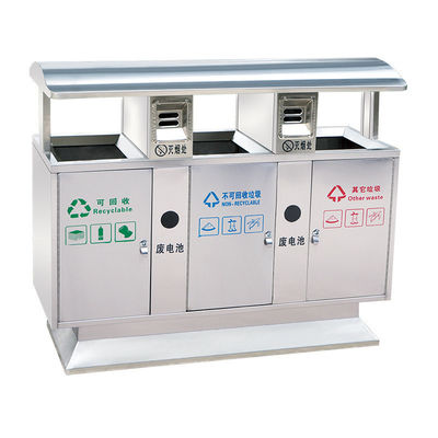 Stainless Steel Waste Bin Outdoor Metal Recycling Trash Bins For Sale