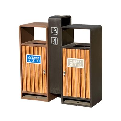 Brown Stainless Steel Waste Bin Metal Garbage Container Trash Bin