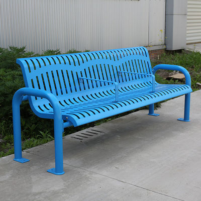 Garden Stainless Steel Blue Bench Outdoor Leisure Park Seat With Back Rest